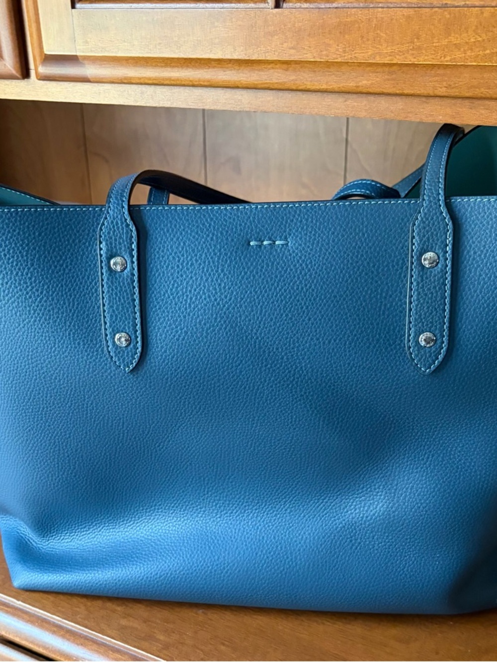 Coach Women's Teal Leather Tote Bag